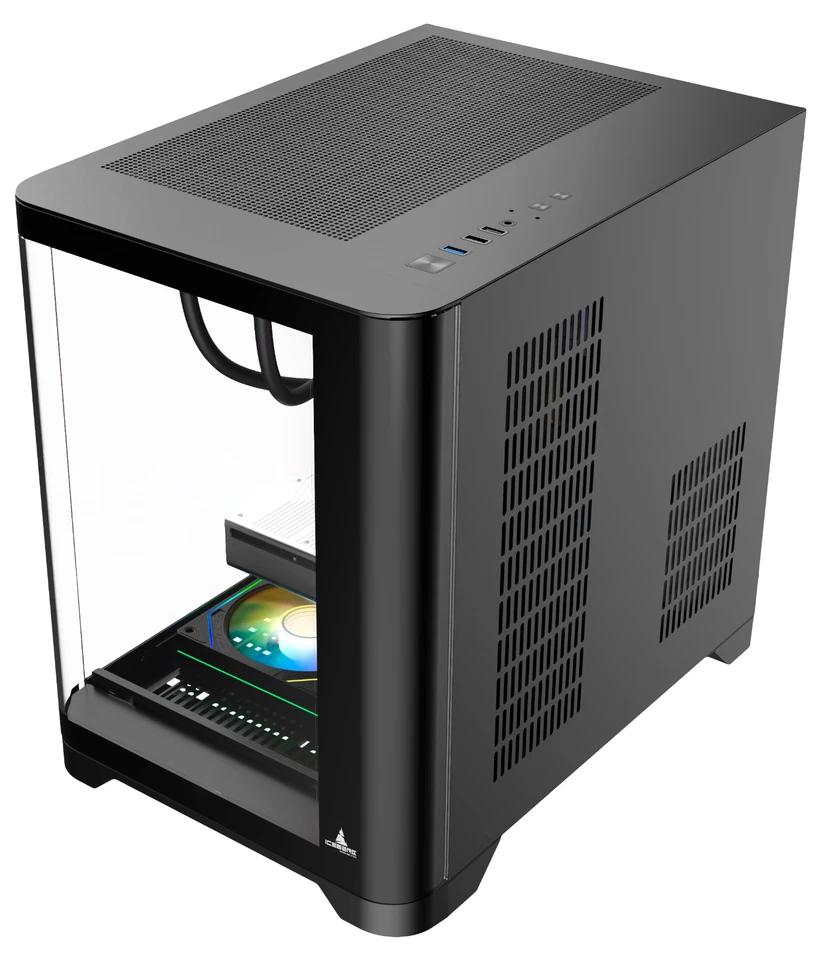 Iceberg Gaming PC Case Crystal Wave M curved tempered Glass and three aRGB fans - Image 3 of 4