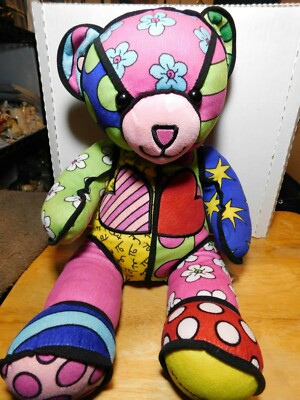 Toy~Build-A-Bear Romero Britto Plush Teddy Pop Art Limited Edition 17