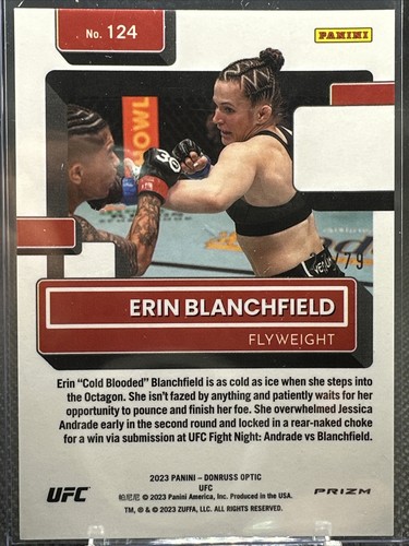 2023 UFC Donruss Optic Erin Blanchfield Pink Velocity 21/79 RC - Picture 2 of 3