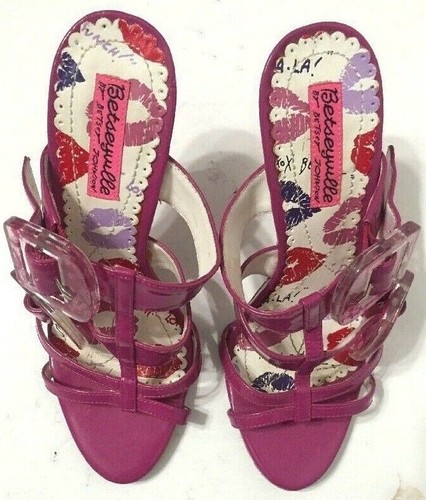 Betsey Johnson Strappy High Heel Sandals Buckle Open Toe Pink Womens Size 6 - Picture 5 of 11