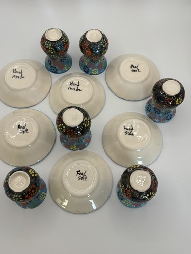 Turkish Hand Painted Ceramic Tea Cups And Saucers Set of 6 Floral Pattern - Picture 6 of 10
