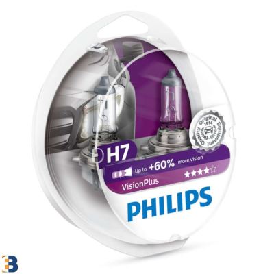 H7 Philips Vision Plus 12V 55W Headlights 60% more vision Set