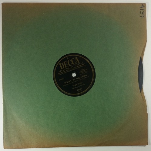 Four Aces Al Alberts Honey In The Horn Organ Grinders Swing Record 10in Vintage - Picture 3 of 3