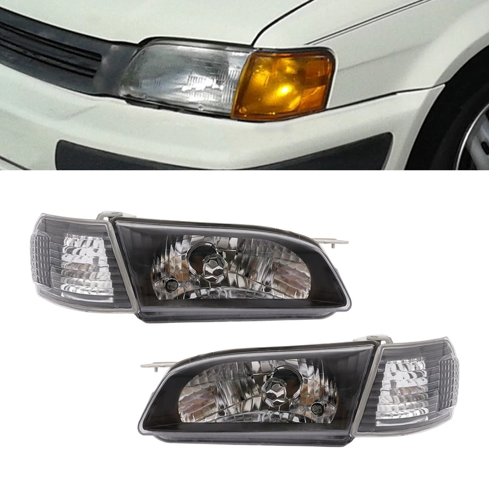 Juego de faros delanteros transparentes izquierda+derecha negro para Toyota Tercel 1995 1999 Foto 4 de 4