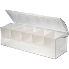 Jumbl Chilled Condiment Server with Lid, Plastic Condiment Tray W/5 Containers
