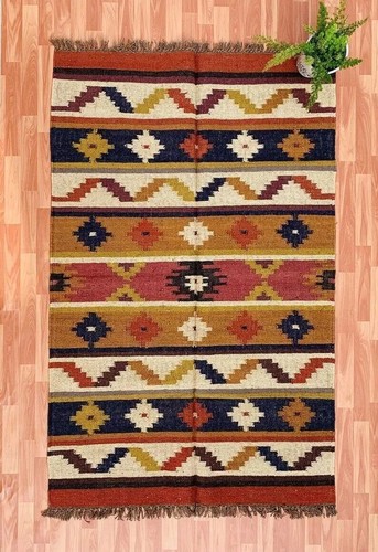 Killim Natur Handgewebt Wolle Jute Teppich, Vintage Kelim Teppich, Traditioneller Teppich