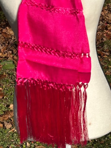 Fransen Rebozo Chalina Schal Handwebstuhl Sta. Maria Mexico 6,2x2 Deep Pink SM19 - Bild 2 von 9