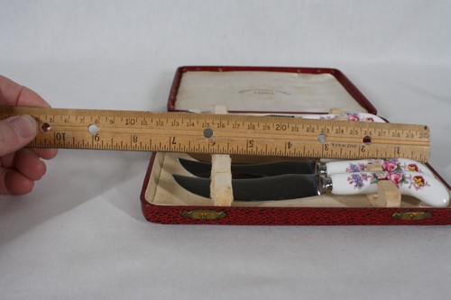 VINTAGE ROYAL CROWN DERBY ENGLISH BONE CHINA "DERBY POSIES" 6 MESSER SET IM ETUI - Bild 3 von 6