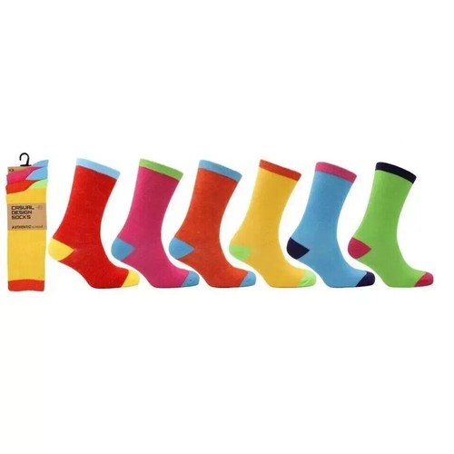 3,6,12 Pack Of MENS SOCKS Bright Coloured Cotton Rich Breathable Casual Sock UK - Picture 5 of 8