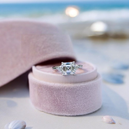 950 Platinum Engagement Ring 2.70 Ct IGI GIA HRD Lab Created Asscher Cut Diamond - Picture 4 of 12
