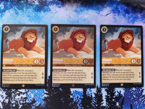 Disney Lorcana - Mufasa  Betrayed Leader x3 (1x Cold Foil) Legendary  14/204 NM - Picture 1 of 4