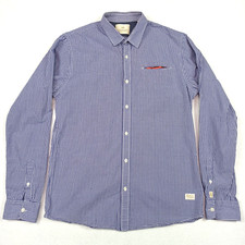 Scotch  Soda Mens Shirt Size L Blue Cotton Button-Up Gingham Check Formal