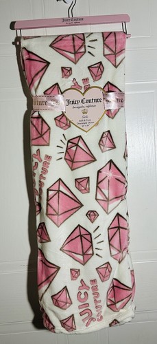 JUICY COUTURE NOVELTY LOGO DIAMONDS PRINT PLUSH 50 x 70 THROW BLANKET - Picture 1 of 5