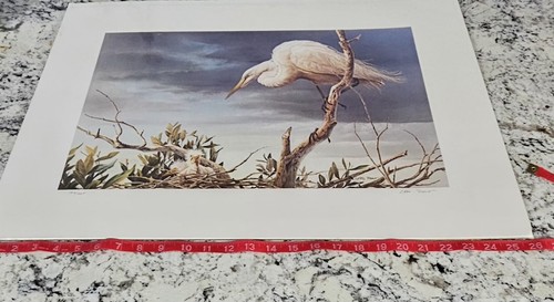 "Egret With Young" Signed And Numbered  Lithograph By Charles Rowe - Picture 17 of 23