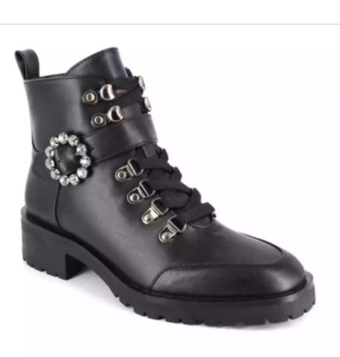 Nanette Lepore IRINA / NOIRA Black Women's Boots Size 8 M Shoes Lace UP Zips  - Imagen 11 de 11