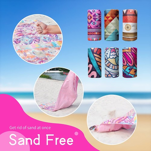 Microfiber Beach Towel Quick Dry Absorbent Lightweight Pool Blanket for Travel - Picture 6 of 9