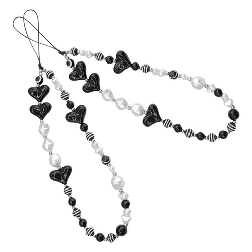 2 Pcs Love Mobile Phone Chain Beaded Lanyards Wrist Strap for Cellphone - Zdjęcie 9 z 12