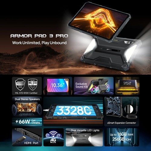Global Ulefone Armor 3 Pad Pro Outdoor Tablet Dual LED Lights 33280mAh 50MP IP68 - 第 3/16 張圖片
