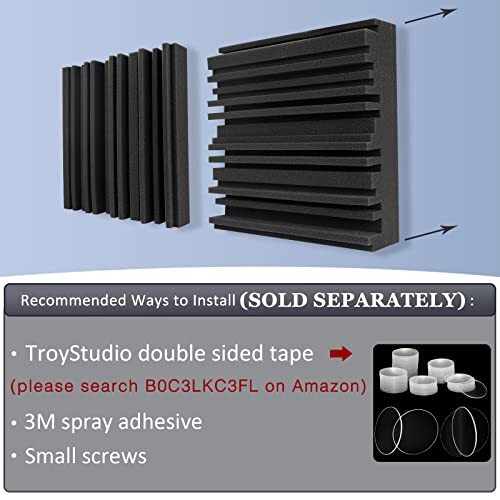 Acoustic Studio Absorption Foam Panel, 12Pack 2"x12"x12" Sound Proof Wall Panels - Picture 3 of 7