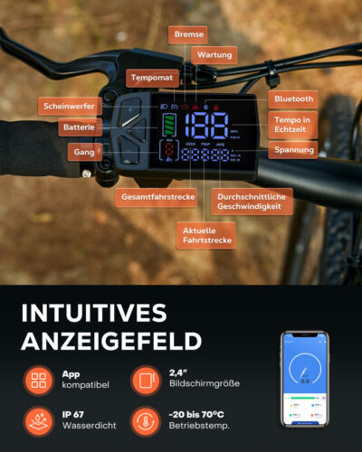 250W/750W-36/48V Mittelmotor Elektrofahrrad Mid Drive APP&LCD eBike Umbausatz - Bild 3 von 17