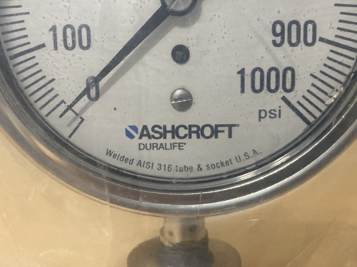 Ashcroft Duralife Gauge 1000 PSI Welded AISI 316 Tube and Socket Glycerin Filled - Picture 3 of 17