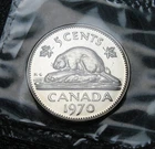 Canada 1970 5-cent Beaver NBU (Proof-Like) Sealed in original cellophane