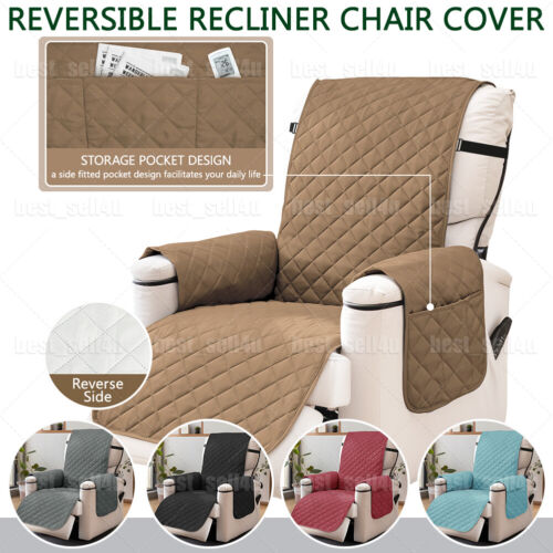 Waterproof REVERSIBLE Recliner Chair Cover Non Slip with Pocket Sofa Protector - Picture 5 of 78