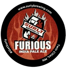 Surly Brewing Co Furious IPA  Beer Coaster Brooklyn Center Mn