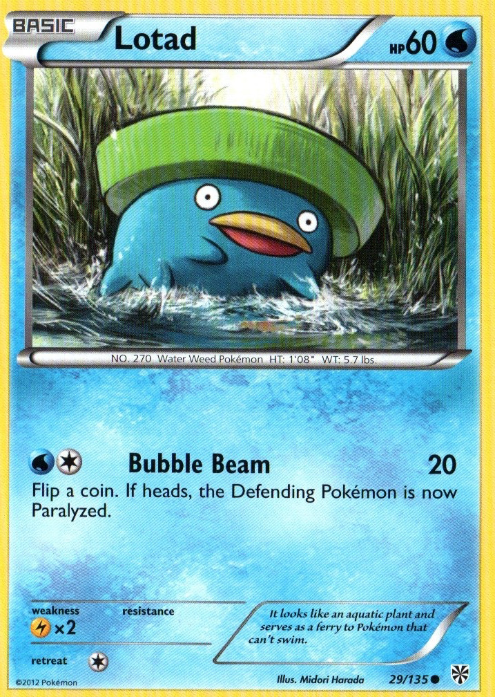 29/135 Lotad Common: Pokemon Trading Card Game BW-08 Plasma Storm