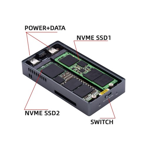 NFHK Dual NVME M.2 NGFF M-Key to USB-C Type-C Raid0 Raid1 JOBD Big Enclosure ... - Picture 6 of 12