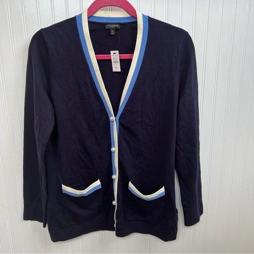 Talbots Neu mit Etikett marineblau V-Ausschnitt Perle Knopf Cardigan Pullover Größe Medium Petite - Bild 1 von 5