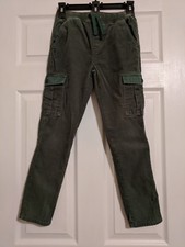 Mini Boden Boys 10 Y Green Cargo Corduroy Pants elastic / drawstring waist