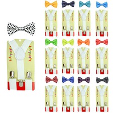 CUTE Baby Toddler Kids Boys Girls Polka dot Y-Back Elastic Suspender  Bow Tie