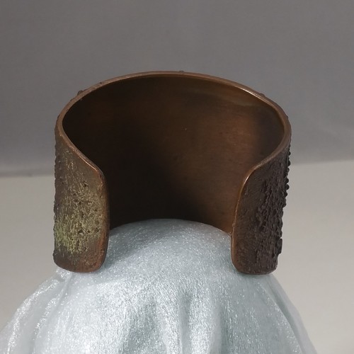 Solid Copper Vintage Bell Trading Post Turquoise Corinthian Cuff Bracelet 2 3/8" - Picture 7 of 10