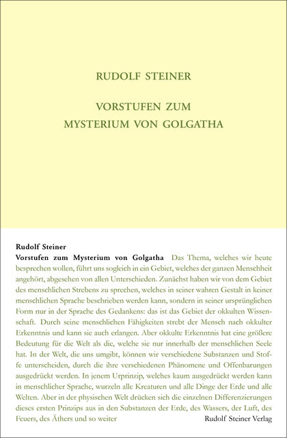 Vorstufen Zum Mysterium Von Golgatha Rudolf Steiner