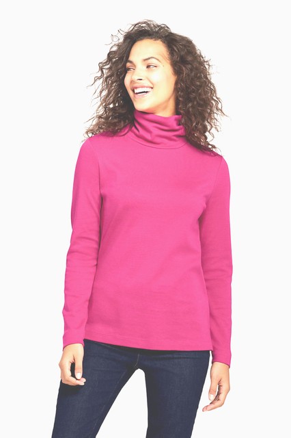 NEW LANDS END WOMENS SHAPED SUPIMA TURTLENECK - BLUSH ROSE HEATHER - XL/P | eBay