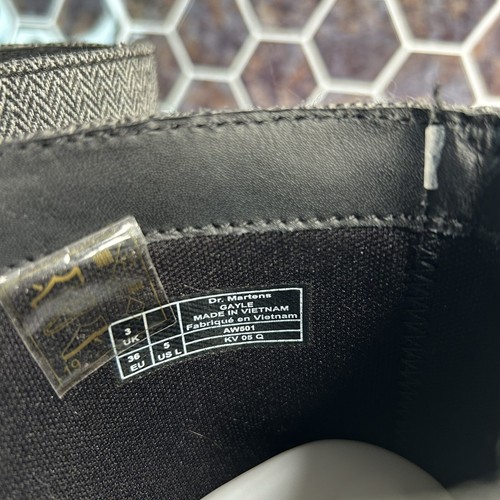 Dr. Martens Air Wair US 5 Euro 36 Gayle Tweed Moto Boots AW501 Gray Black - Picture 7 of 8