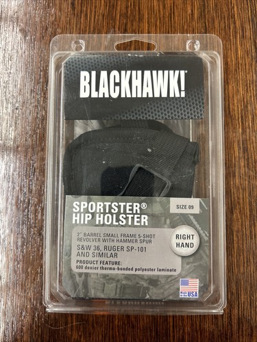 NEW Blackhawk 2” 5-SHOT REVOLVER Sportster OWB Hip Holster BLACK RIGHT Small - Picture 1 of 4