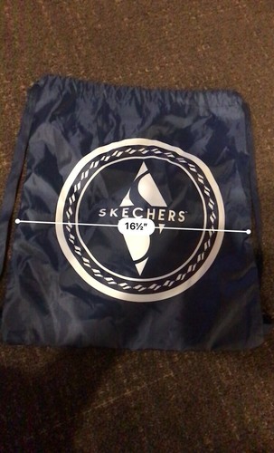 Skechers Nylon Drawstring Backpack Bag Navy Blue 19 1/2" x 16 1/2" Laying Flat - Picture 3 of 4