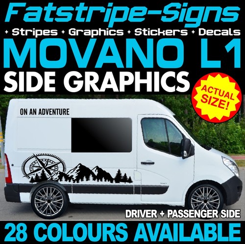 passend für VAUXHALL MOVANO L1 SWB GRAFIK AUFKLEBER AUFKLEBER CAMPER VAN WOHNMOBIL - Bild 1 von 2