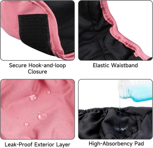Paw Legend Female Dog 3-Pack Washable Reusable Diapers, Pink/Blue/Black, Large - Bild 6 von 7