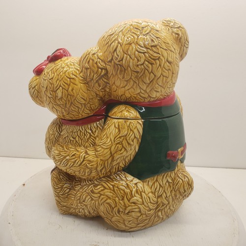Tarro de galletas de cerámica Bear Family con cachorro celebra la temporada - Imagen 3 de 8