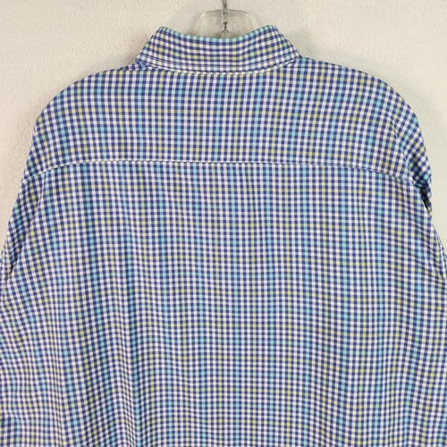 Peter Millar Summer Comfort Mens Long Sleeve Dress Shirt Blue Plaid Size XL - Imagen 9 de 10
