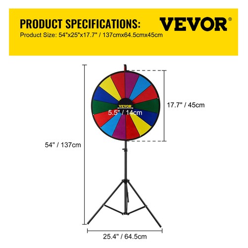 45cm Color Prize Wheel Folding Tripod Floor Stand Dry Erase Mark Pen Tabletop - Picture 7 of 12