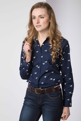 Ladies Patterned Shirt Rydale Wistow Country Shirts Women's Long Sleeve Blouse - Picture 9 of 13