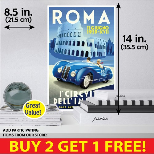Travel Roma 1939 Retro POSTER MULTI. FORMATS PAPER CANVAS VINYL POSTCARD STICKER - Picture 5 of 15