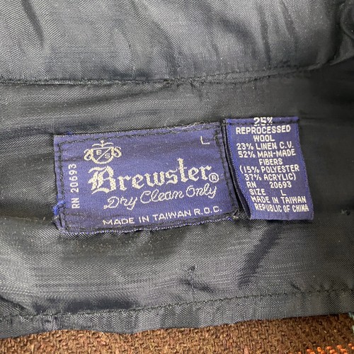 Vintage Brewster Wool Blend Flannel Brown Plaid Button Jacket Sz L - Picture 2 of 12