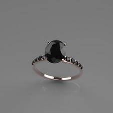 1.5ct Simulated Black Diamond Solitaire Ring Rose Gold Plated with Accent
