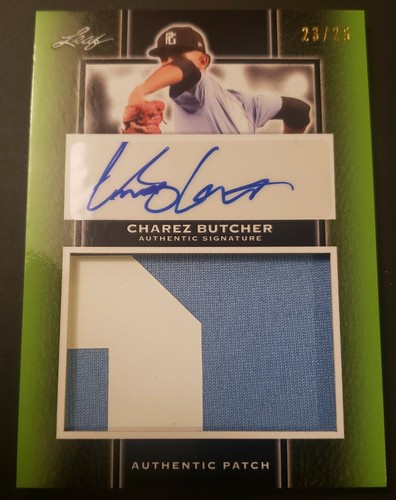 2019 Leaf Perfect Game National Showcase Charez Butcher RC Auto Patch #23/25 - Picture 1 of 5