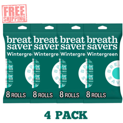 (4Pack) Breath Savers Wintergreen Flavored Sugar Free Breath Mints, 0.75 oz 8 t
